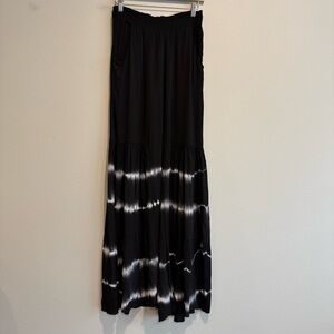 Suzy D Black and White Tie-Dye Pull On Pants Wide Leg Boho Beach Resort M